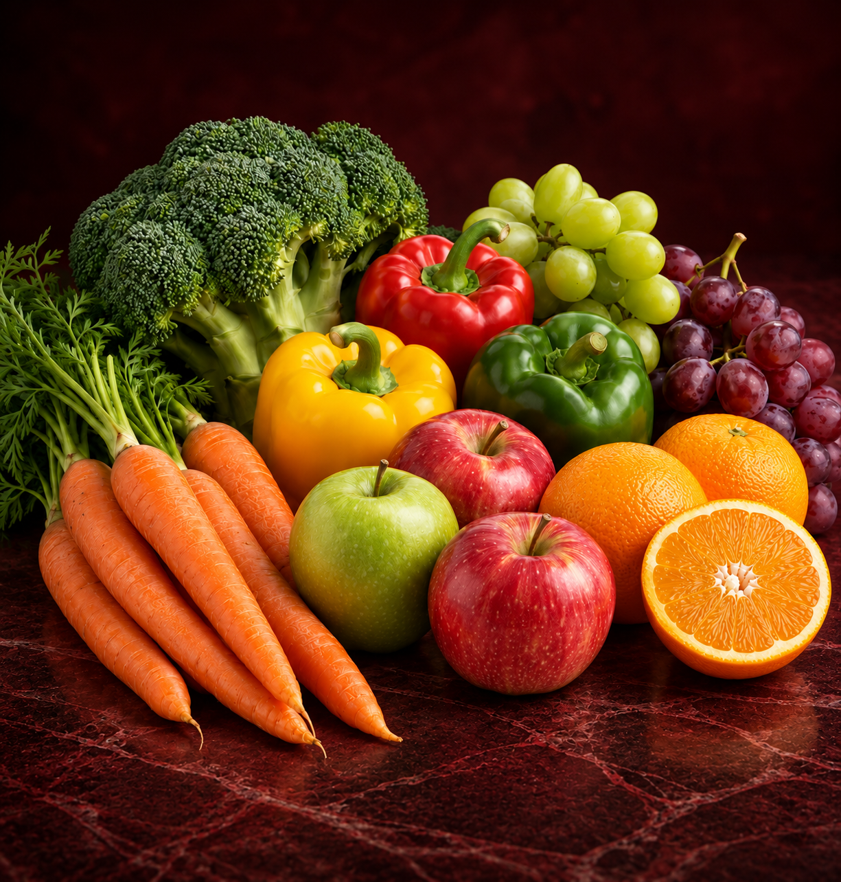 Seleção ilustrativa de vegetais e frutas